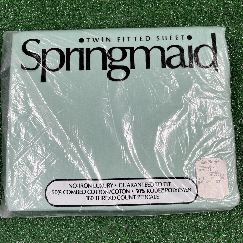 Springmaid Twin Fitted Sheet 180 Thread Count Percale Green New